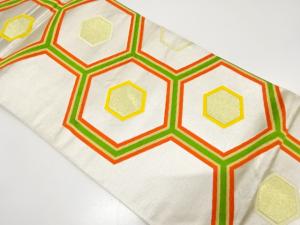 重ね亀甲模様織り出し　袋帯